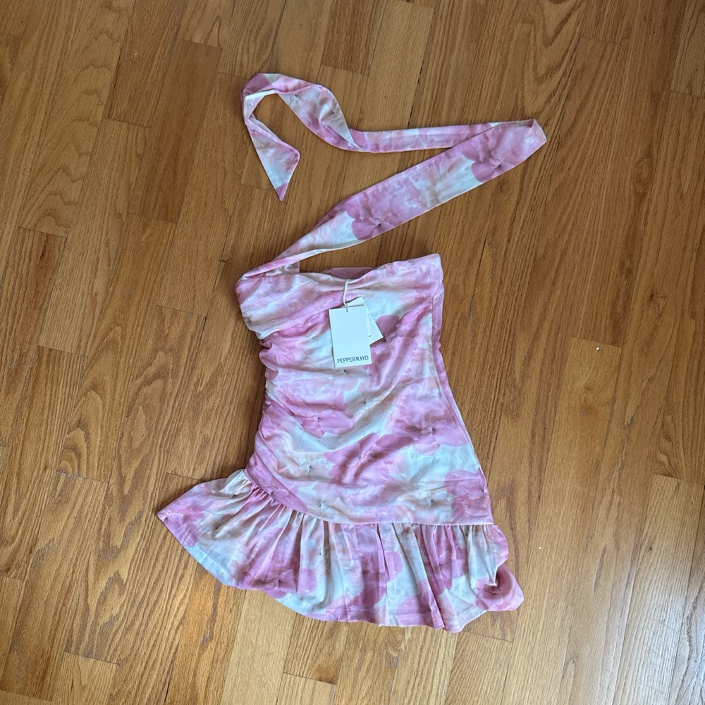 Peppermayo Pink and White Mini Dress